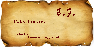 Bakk Ferenc névjegykártya