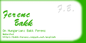 ferenc bakk business card